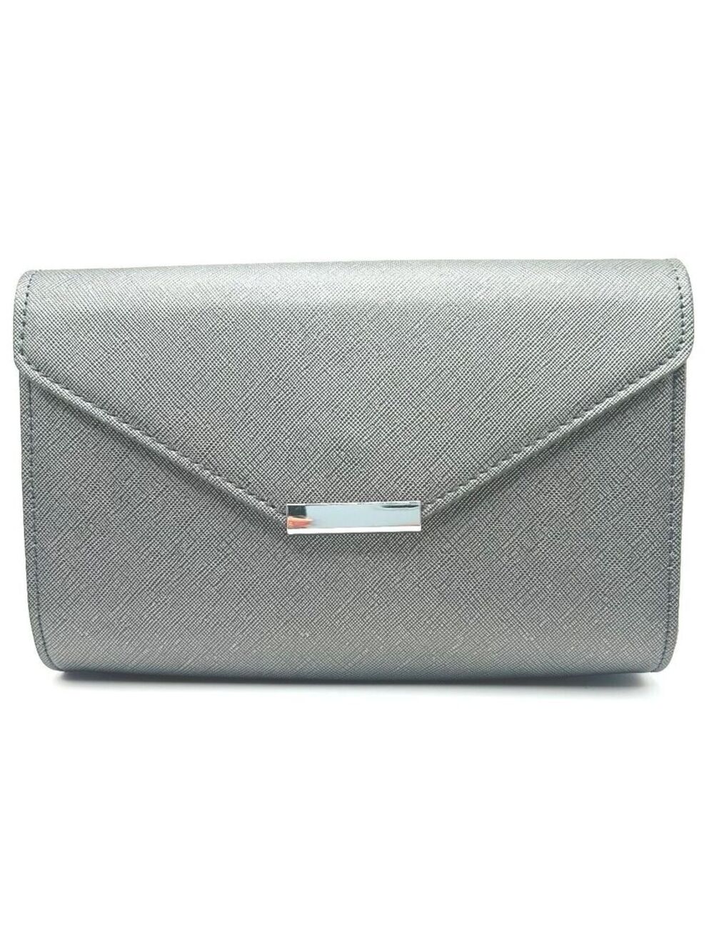 Silver Touchscreen Clutch Wallet RFID Faux Leather Metallic Evening Purse